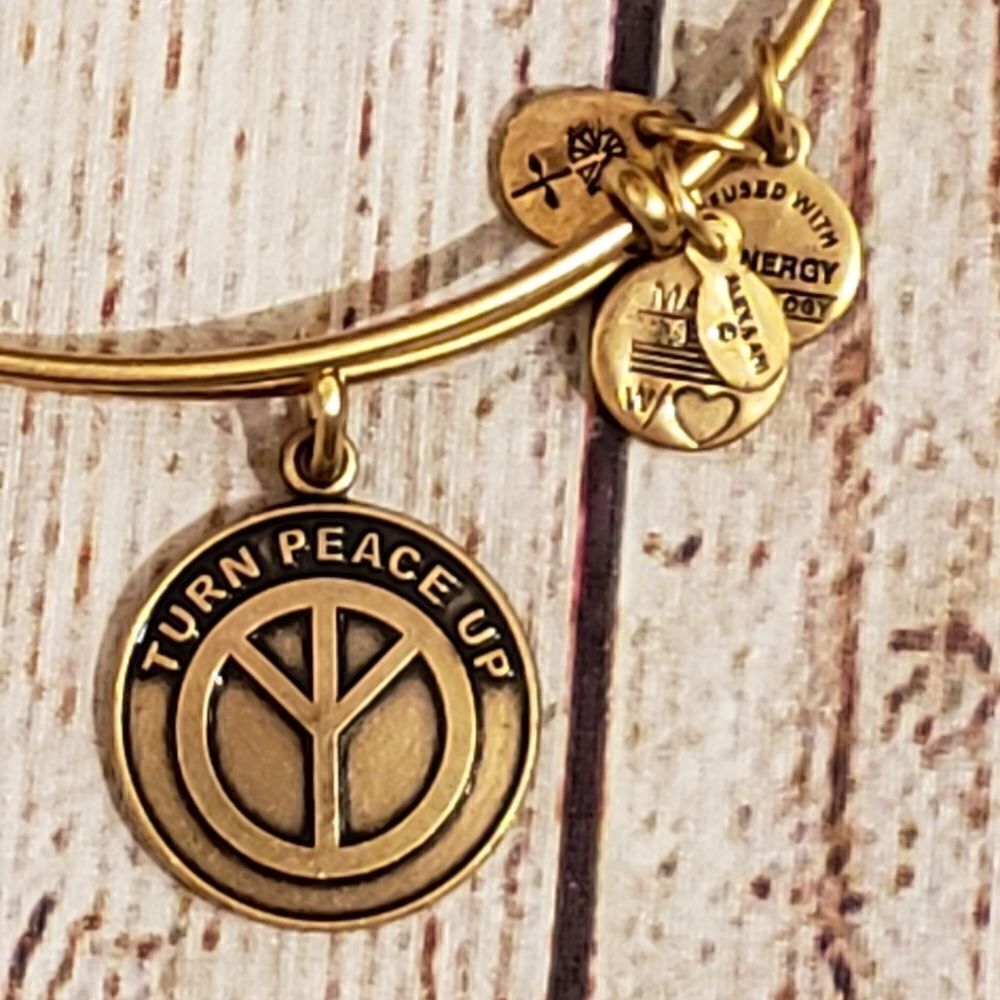 3 for $25 Alex and Ani Turn Peace Up Adjustable Bangle - Picture 4 of 6